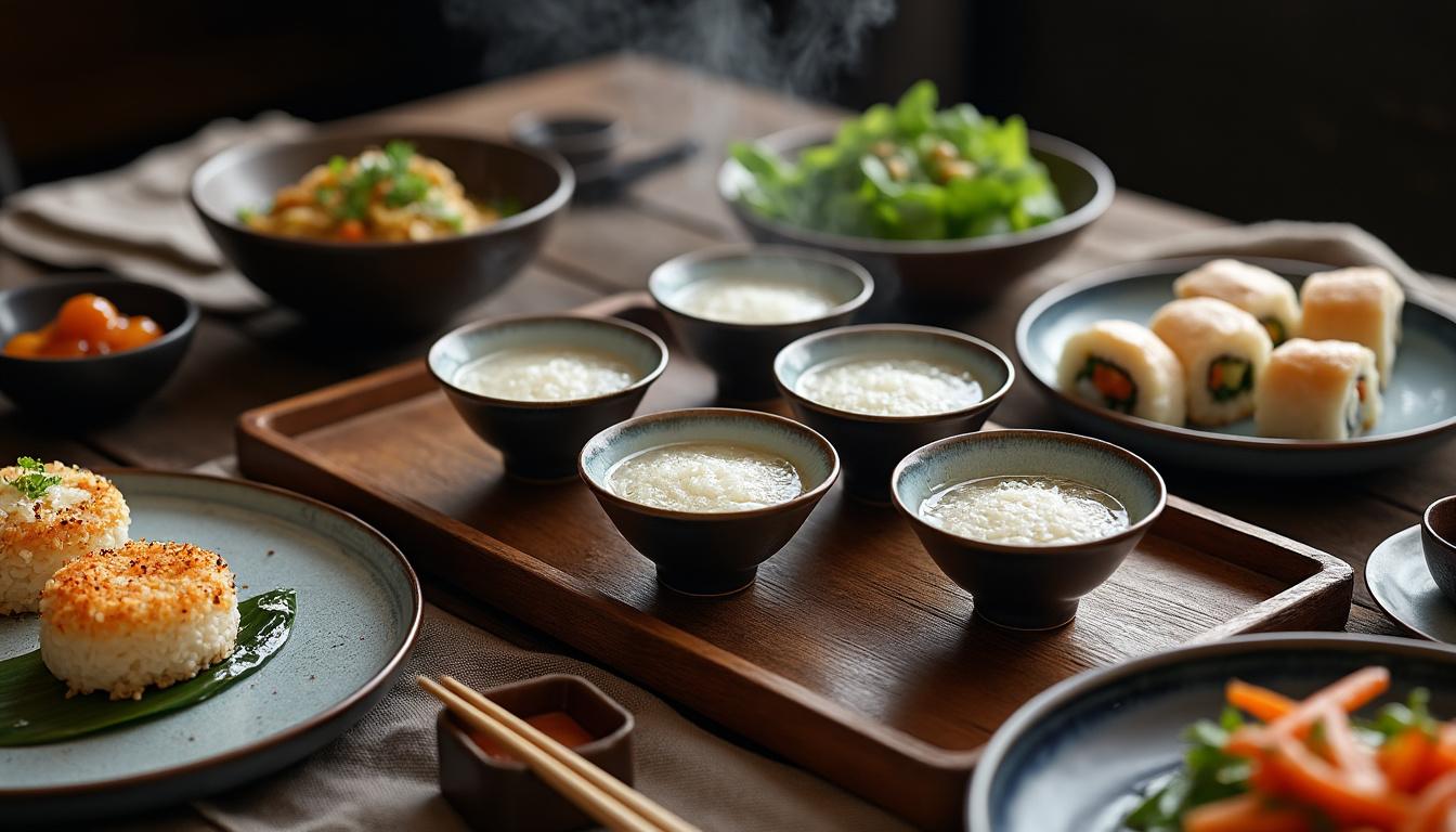 découvrez l'équilibre parfait entre le thé japonais au riz soufflé et la cuisine asiatique pour une expérience gustative unique et harmonieuse.